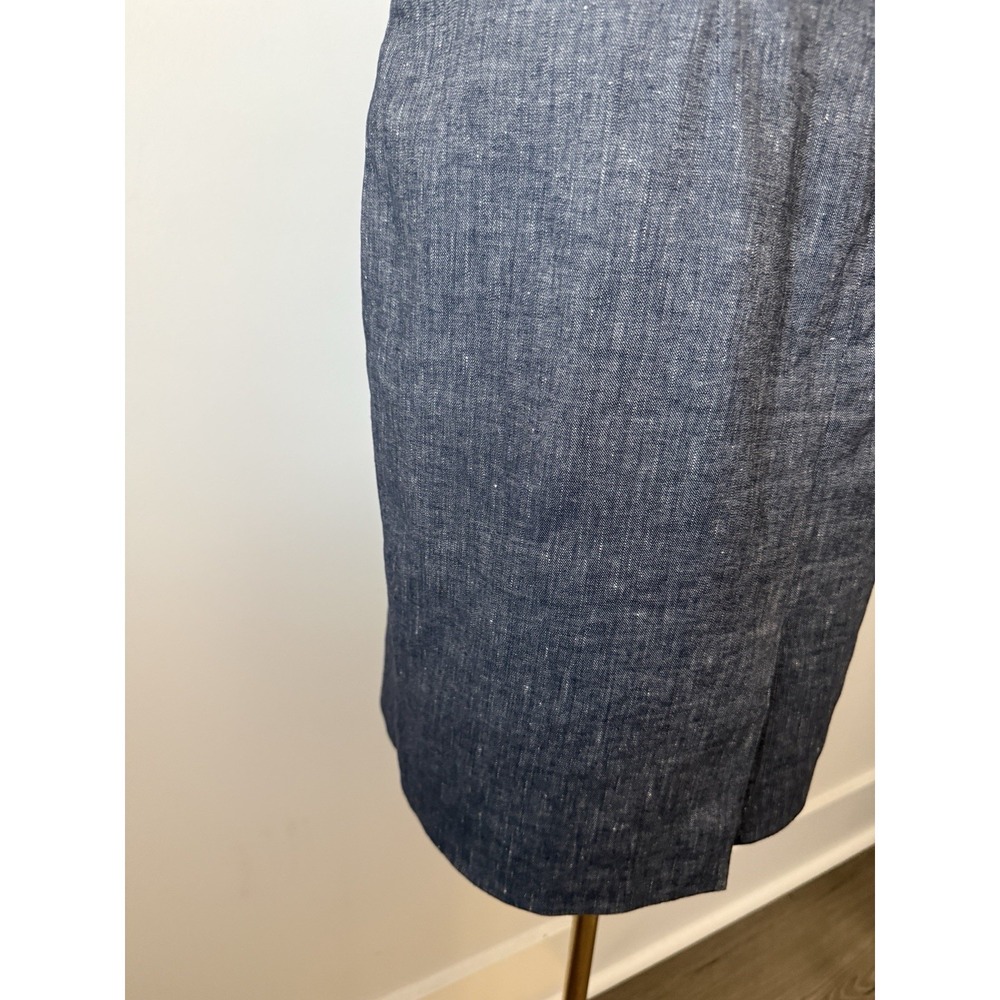 ANN TAYLOR Women's 8P Linen Blend Blue Chambray Belted Skirt Lined Petite NWOT - Picture 13 of 16